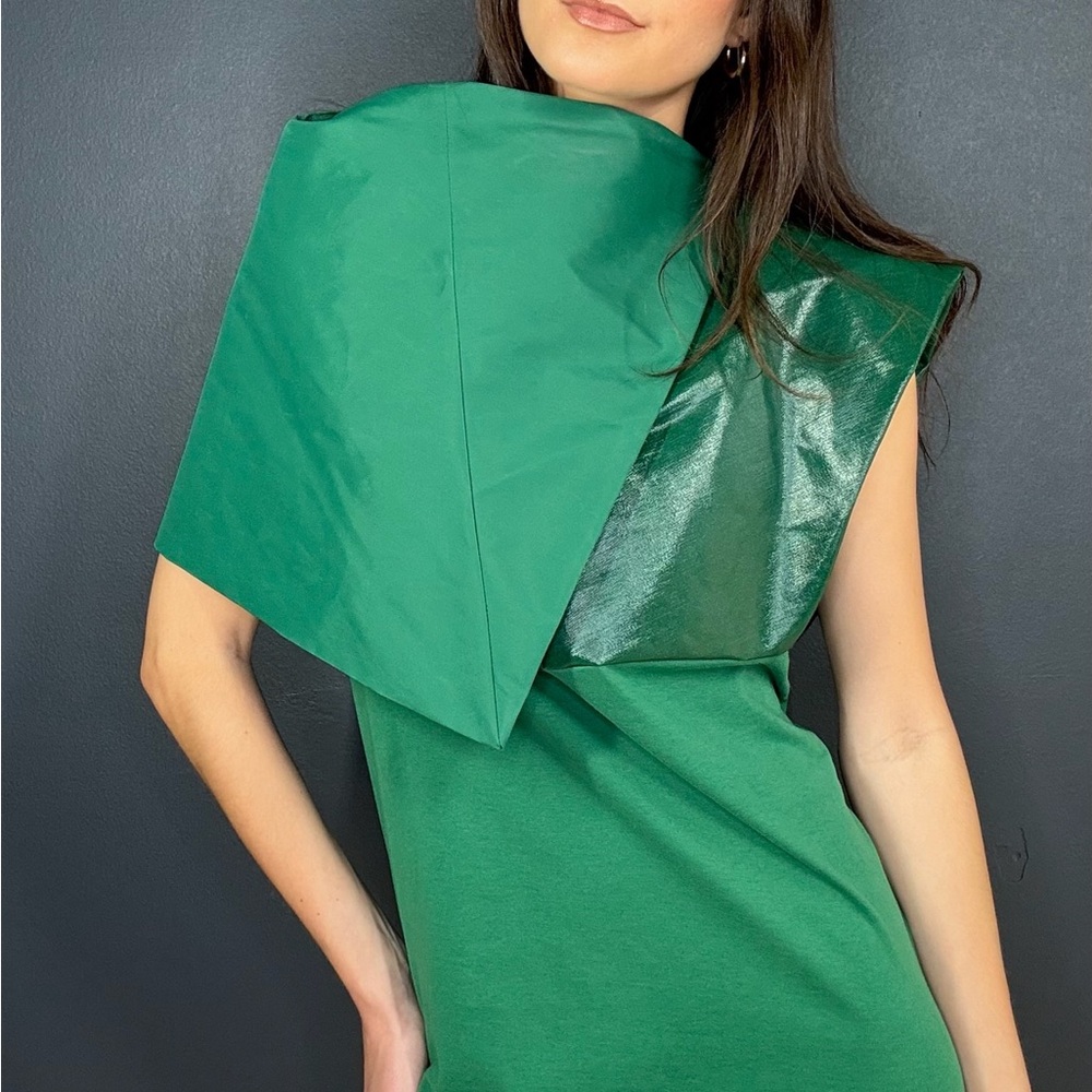 Rick Owens Green Asymmetrical Sheath Cocktail Dress - Picture 2 of 10